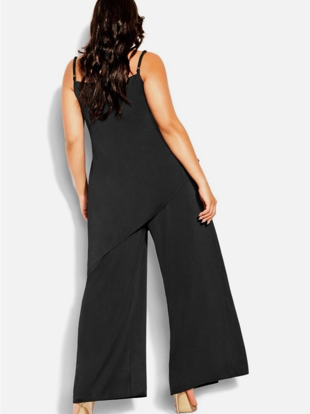 City Chic Black Wide-Leg Layered Jumpsuit - Picture 4 of 9